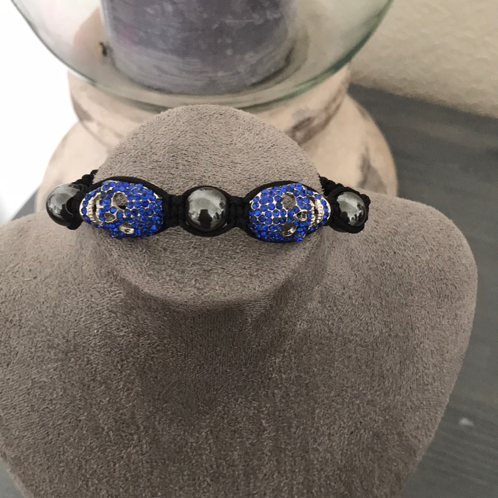 Beautiful Adjustable Bracelet Blue Skulls